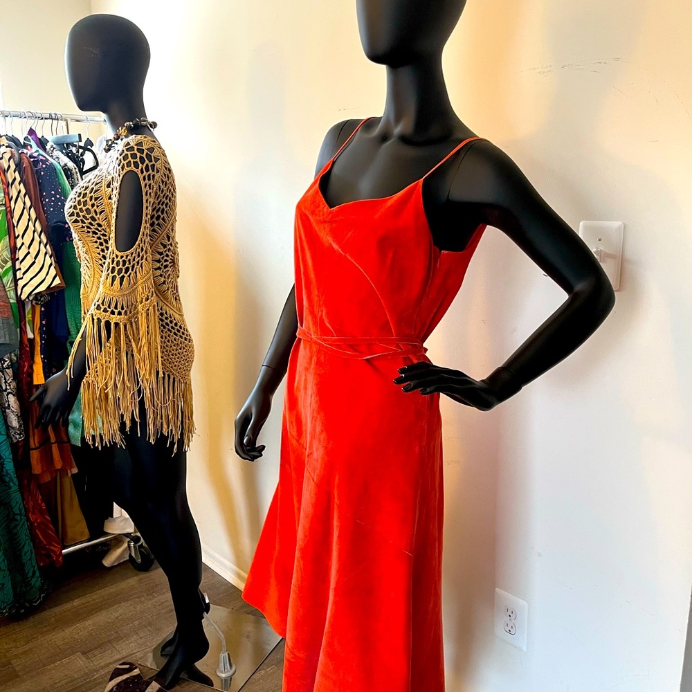 Coral 100%Real suede dress! #stunning